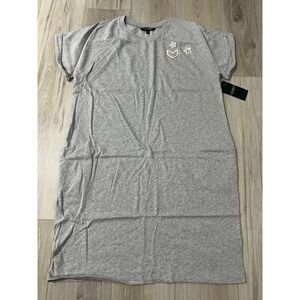 RALPH LAUREN ANDRIKO GREY ROLL SLEEVE SHIFT TEE SWEATSHIRT DRESS  NWT  L